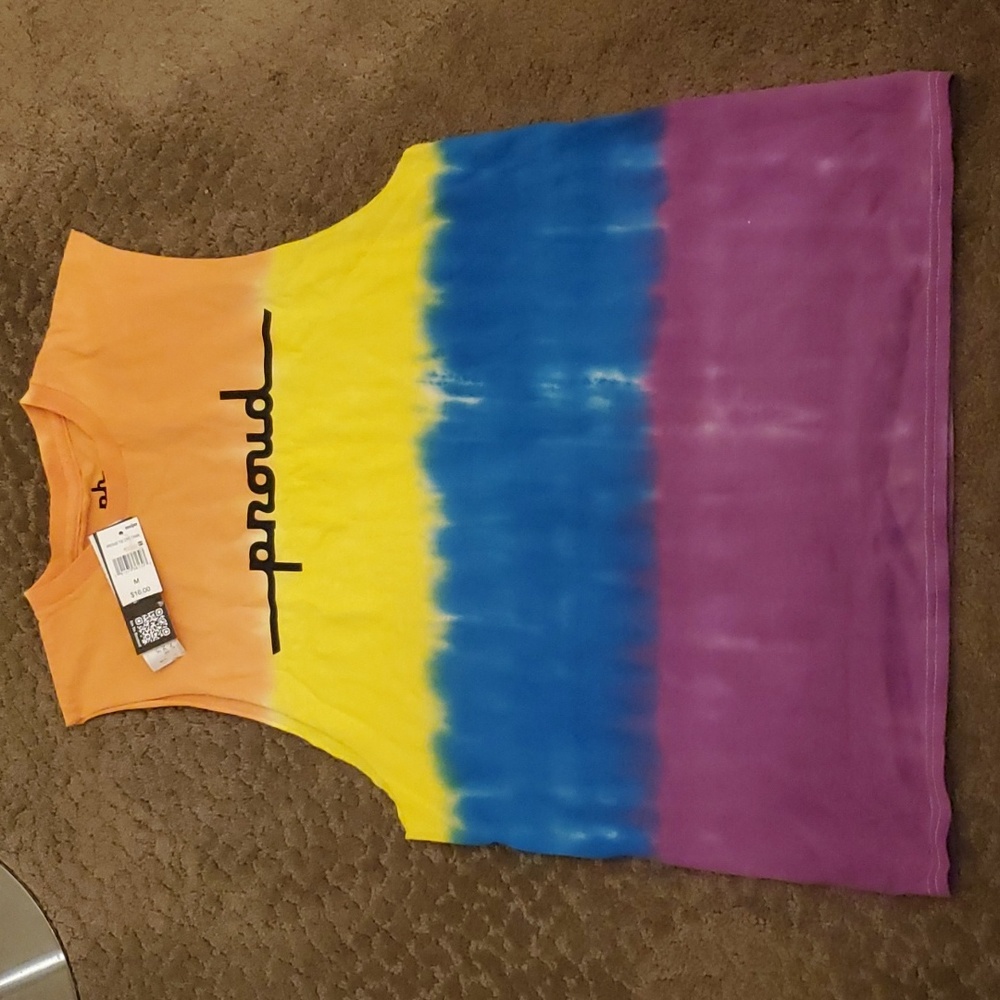 Mens Womens Gender Free PROUD Muscle Tank Size  XL  Pride Month  Tie Dye NWT